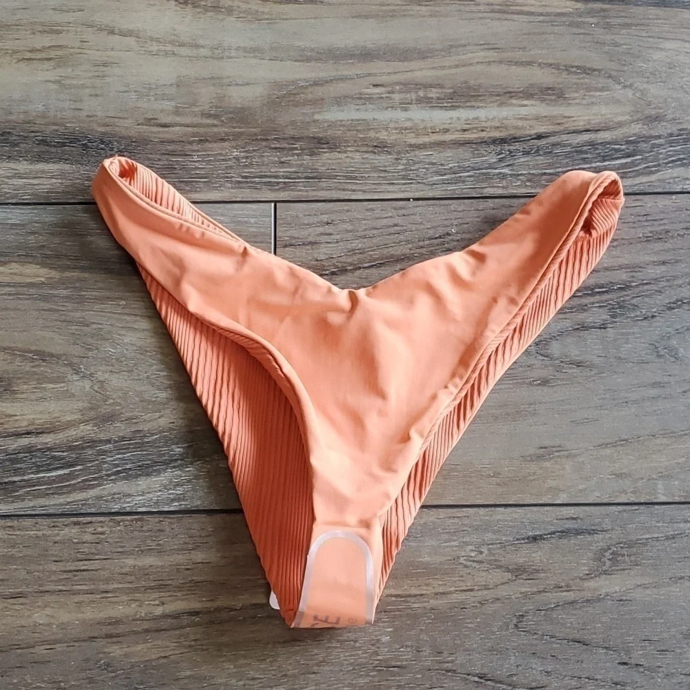 NWT L Space Womens Cabana Ribbed Bottom Bit Swim Swimwear sz L